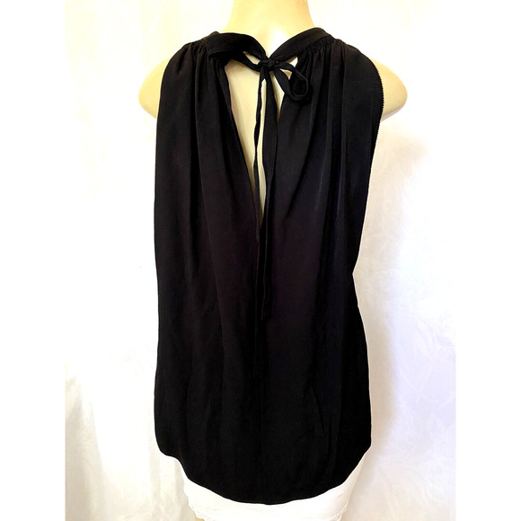 NWT HELMUT LANG Crepe Halter Top Black Tie Textured Blouse Sleeveless Sh… - Picture 5 of 8